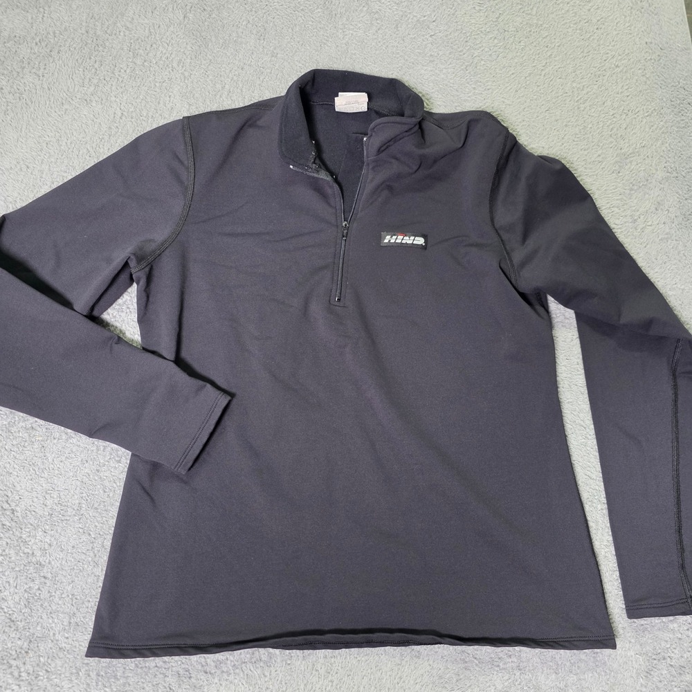 Hind Mens Large Pullover Black DryLete Quarter Zip Mock Neck Athletic USA Made